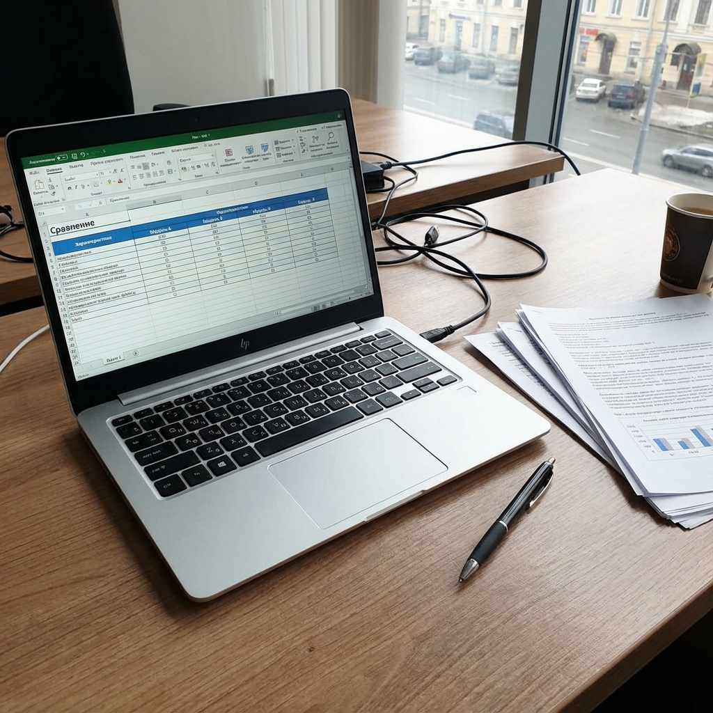 Сравнительная таблица на ноутбуке